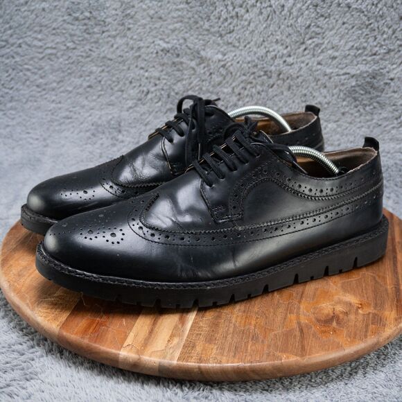 Walk London James Chunky Brogue Lace-Up Derby in Black Pebble Leather Men's 10 - Picture 3 of 8